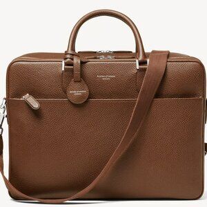 Aspinal London 48 Hour Mount Street Duffle Weekender Brown Leather Travel Bag